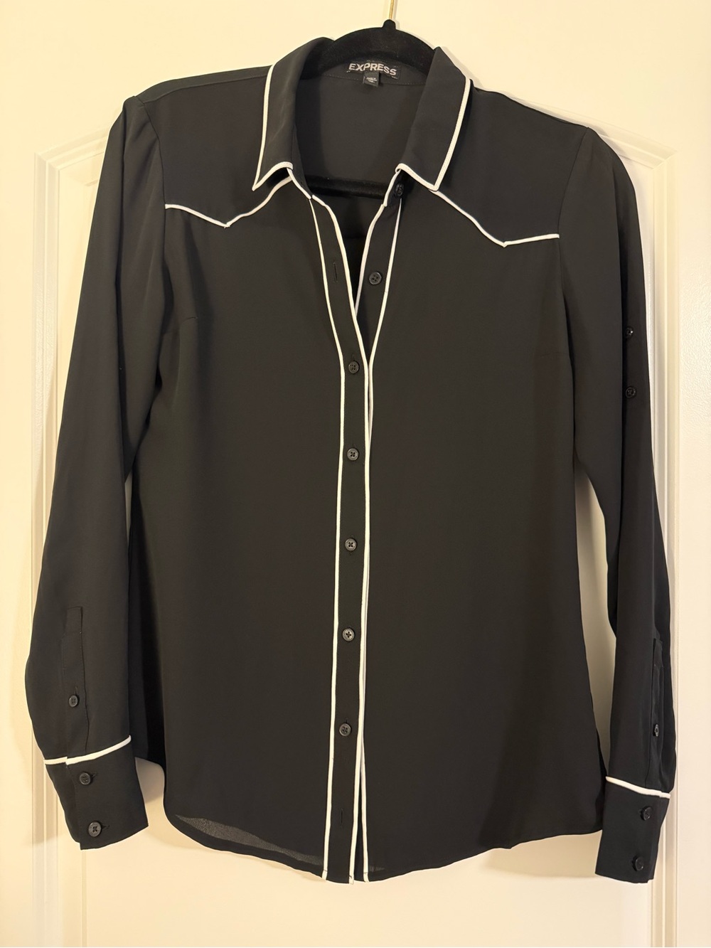 Express Portofino Black & White Button Up Shirt XS